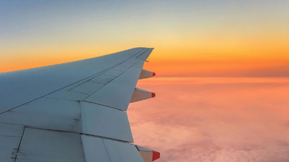 Udsigt fra fly under flyvning